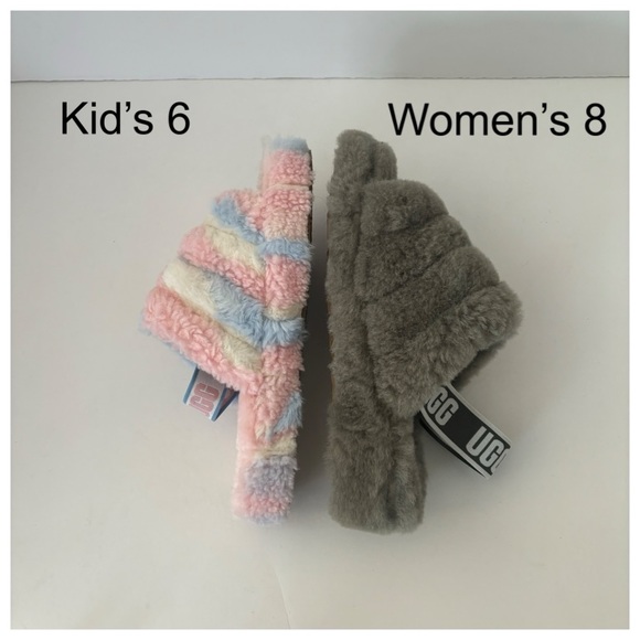 UGG Fluff Yeah Slides Cali Collage Pride Stripes Kid’s 6 (Will Fit a Women’s 8) - Picture 13 of 13